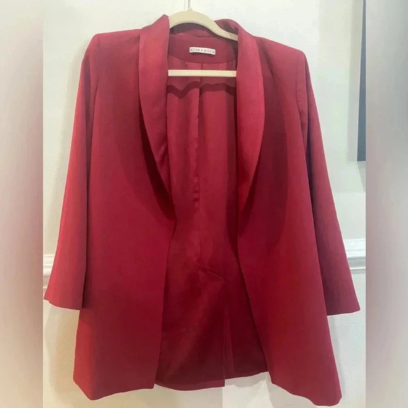 Alice + Olivia Red Satin Jacket Blazer Size M - Picture 6 of 15